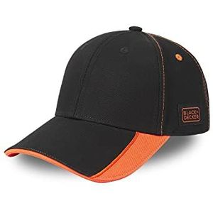BLACK+DECKER Cap voor dames en heren, 100% katoen, werkmuts, verstelbaar en ademend, Zwart/Oranje, Eén maat