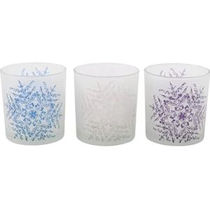 Saville Designs Feestelijke Sneeuwvlok Theelichthouders 3-delige set, blauw/wit/paars