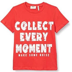 Koton Boys T-shirt met korte mouwen en ronde hals, slogan thema, bedrukt, rood (401), 5-6 Jaar