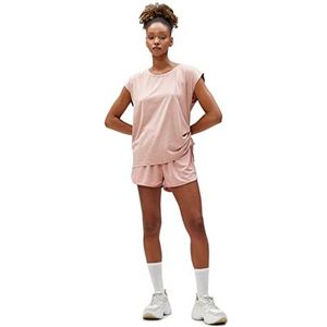 Koton Dames shirt detail sport T-shirt korte mouw, roze (255), M