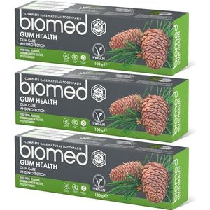 Biomed Gum Health 98% natuurlijke tandpasta/gom kracht en bescherming/essentiële salie, Eucalyptus, rozemarijn, Ceder, Vegan, SLES-gratis 100 g (pak van drie)