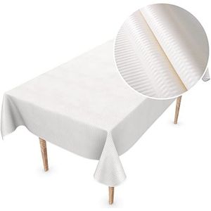 Premium tafelkleed/tafelzeil; vinyl; afwasbaar, 110 x 150 cm, strepen, wit, parelmoer, edel afwasbaar