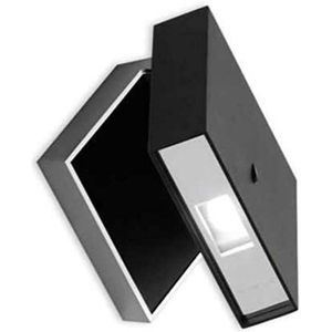 Wandlamp, vierkant, 360° 1 LED 2, 1 W, 700 mA, met diffuser van polycarbonaat, serie Alpha, zwart/chroom, 8 x 12 x 12 cm (794004/10)