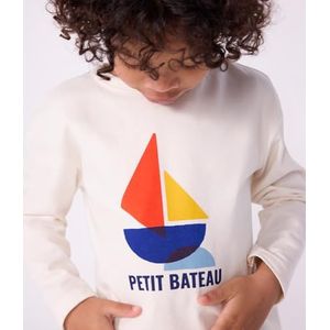 Petit Bateau T-shirt met lange mouwen van bedrukt katoen, Milk, 6 Jaren