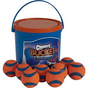 ChuckIt! Ultra Ball Hondenspeelgoed Chuckit Emmer Duurzame Rubber Hond Bal en Emmer Hoge Bounce Drijvende Chuck It Launcher Compatibel Speelgoed Ballen Voor Honden met Drager, 8 Pack, Medium