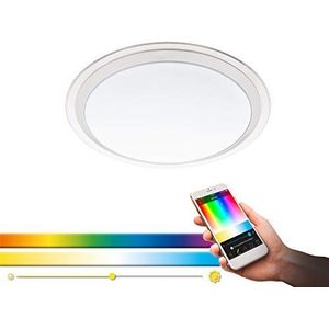 EGLO Connect Competa-C, Smart Home plafondlamp, wandlamp van staal, kunststof, kleur: wit, zilver, helder Ø: 43 cm, dimbaar, wittinten en kleuren instelbaar