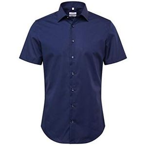 Seidensticker Business overhemd - slim fit - strijkvrij - Kent kraag - korte mouwen - 100% katoen, blauw (donkerblauw 19) licht, 39