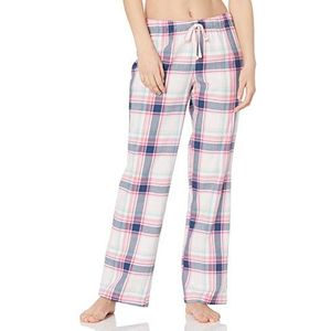 Amazon Essentials Flanellen slaapbroek voor dames (verkrijgbaar in grote maten), roze-wit grote plaid, groot