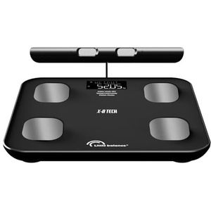 LITTLE BALANCE 8662 IC-X8 Tech USB, personenweegschaal, aangesloten impedantiemeter, zonder batterij, oplaadbaar USB-C, 8 elektroden met hoge precisie, 19 lichaamsgegevens, 180 kg/50 g, grijs