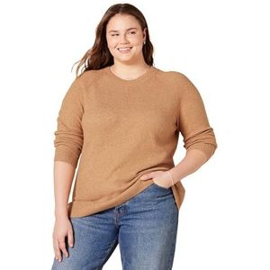 Amazon Essentials Dames Classic-Fit Soft Touch Lange Mouwen Crewneck Trui, Camel Heather, XS