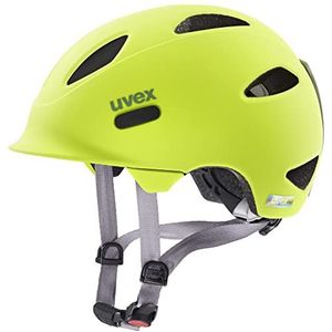 uvex oyo - lichte fietshelm voor kinderen - individueel passysteem - uitbreidbaar met led-licht - neon yellow-moss green matt - 50-54 cm