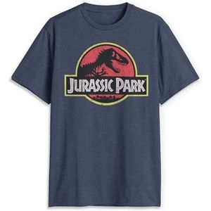 Jurassic Park Logo Men's T-Shirt, Navy Heather, 5X-Large