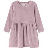 Velours - Jurk - Lange Mouwen - Ronde Hals - Regular Fit