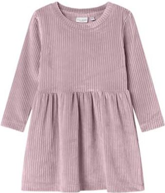 Velours - Jurk - Lange Mouwen - Ronde Hals - Regular Fit