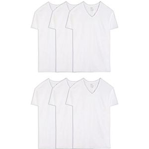 Fruit of the Loom Heren lange grootte V-hals T-shirt ondergoed (Pack van 6), Tall Man - Wit - 6 Pack, L Lang