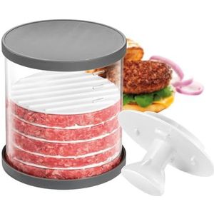 Avilia Handmatige hamburgerpers met indicatoren, ideaal voor vlees, met dikteregelaar, hygiënische opslag, 100 g/150 g, Ø 11,7 cm