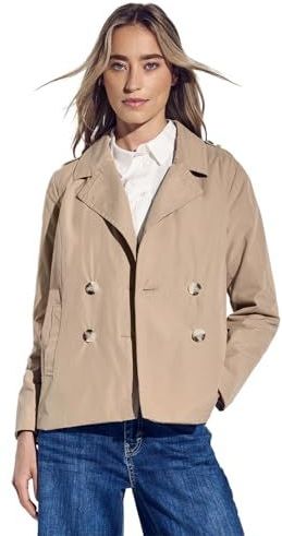 Street One Dames Trenchcoat met twee rijen knopen in Beige, in size: 34