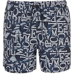 Emporio Armani Heren Ropes Macro Logo Swim Boxer Trunks, Marineblauw/witte touwen, 56