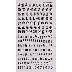 APLI DD17F - Zwart overdraagbare letters en cijfers 8 mm 199 tekens