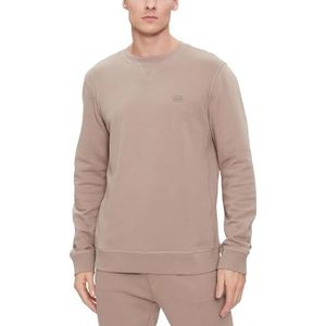 BOSS Westart Relaxed-Fit sweatshirt van katoen met logo-patch, Open Brown246, XXL