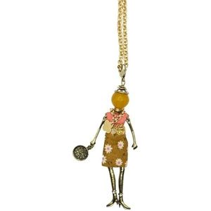 Le Carose Klassieke damesketting - brons en gouden halsketting - lengte 80 cm, hanger 10 cm en haak 1,5 cm, volledig handgemaakt, medium, brons, geen edelsteen, medium, brons, geen edelsteen, Medium,