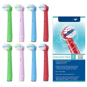 YanBan Elektrische tandenborstelkop, compatibel met Oral B Crossaction Flossaction Vitality 3D kindertandenborstels, reservekoppen, met verpakking (8 stuks)
