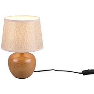 Reality LUXOR R50631035 tafellamp, houtkleurig, lampenkap beige, zonder 1 x E27