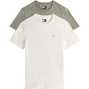 Tommy Jeans - T-shirt - Ecru - 2 Pack - Slanke Pasvorm - Kwartmouw