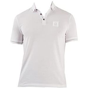 Armani Exchange Heren Regular Fit Cotton Jersey Metallic Icon Patch Polo Shirt, wit, L
