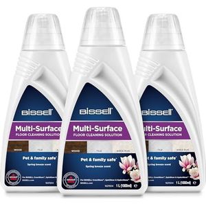 BISSELL Vloer Schoonmaakmiddel Pakket, Multi-Surface Vlekkenreiniger voor Houten Vloeren, Laminaat en Tapijten, 3 x 1 Liter, Voor CrossWave, SpinWave en HydroWave, 2885