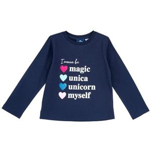 Chicco, T-shirt met lange mouwen voor meisjes, comfortabel en modieus, van zacht katoen, machinewasbaar, voor meisjes en meisjes, ontworpen in Italië, Blauw, 4 anni