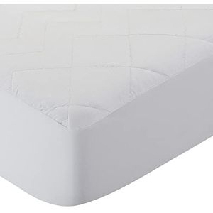 Pikolin Home – Gewatteerde matrasbeschermer, niet-allergeen, ademend, 100% katoen, wit, 180-180 x 190/200 cm