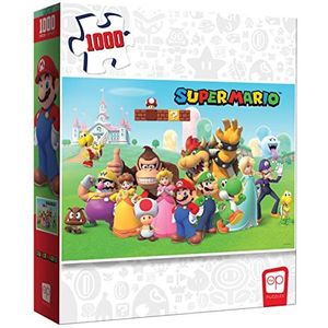 The OP USAopoly - Super Mario Bros. Puzzel: ""Mushroom Kingdom"" - Puzzel met 1000 stukjes - Toont Mario, Luigi, Princess Peach, en meer - Eindformaat 49 x 68 cm - Leeftijd 8+ - Engels