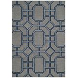 Safavieh Dhurrie tapijt, DHU860, vlak geweven woll modern 91 x 152 cm grijs/donkerblauw.