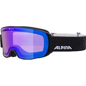 ALPINA Unisex - Volwassenen, NAKISKA Q Skibrille, black matt/blue, One Size