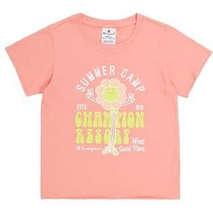 Champion Legacy Minimalist Resort G - Graphic S/S Crewneck T-shirt, perzikroze, 13-14 jaar meisjes en meisjes SS24, Perzik Roze, 13-14 jaar