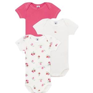 Petit Bateau Unisex baby we body's met korte mouwen (3-pack), variant 1, 3 Maanden