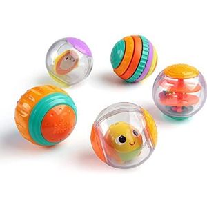 Bright Starts Shake & Spin 5 gemakkelijk grijpbare speelballen die rammelen, cirkelen, klikken en nog veel meer, vanaf 6 maanden