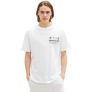 Tom Tailor Denim heren 1035600 T-shirt, 12906 - Wool White, XXL