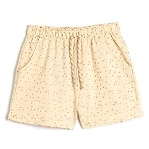 Koton Meisjes's Trekkoord Elastische Tailleband Gleamy Polka-dot Katoenen Shorts, Beige design (0d6), 7-8 Jaar