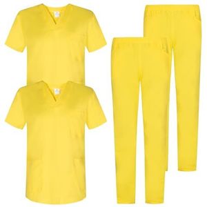 Misemiya - Pack x 2 stuks – Uniformset uniseks blouse – medisch uniform met bovendeel en broek – Ref.2-8178, Geel, XS