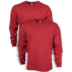 Gildan Gildan T-shirt voor heren, ultra katoen, lange mouwen, stijl G2400, 2-pack (2 stuks), Rood (2 Pack), XXL