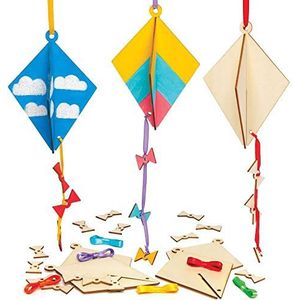 Baker Ross 3D Vlieger Decoraties van Hout (6 stuks) Knutselspullen en Knutselsets voor Kinderen