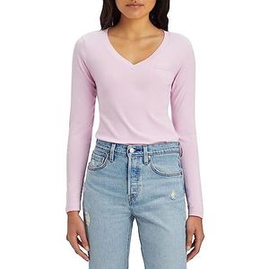 Levi's Long-Sleeve V-Neck Baby Tee T-shirt Vrouwen, Pink Lavender, M