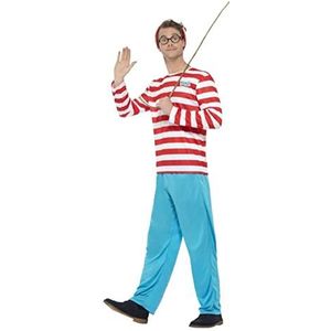 Where's Wally? Costume, Red & White, with Top, Trousers, Glasses & Hat (S)