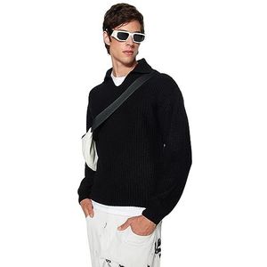 Trendyol Man Regular fit Basic Polo Neck Knitwear Trui, Zwart, M, Zwart, M