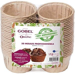 Gobel – 50 stuks professionele muffinvormpjes – wegwerpvormen van natuurpapier, 100% biologisch afbreekbaar – geschikt voor oven, koelkast, vriezer – gemakkelijk uitnemen