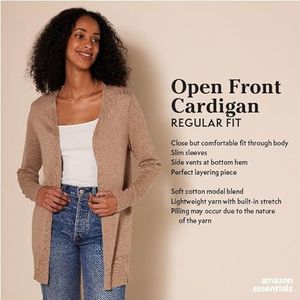 Amazon Essentials Dames lichtgewicht open voorkant vest trui (verkrijgbaar in grote maten), Camel Heather, 3X