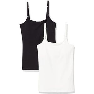 Amazon Essentials Zwangerschapsvriendelijk hemdje voor dames, verpakking van 2 stuks, zwart/wit, XX-Large