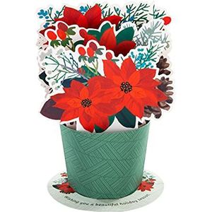 Rode Poinsettias 3D kerstkaart met glitter van Hallmark